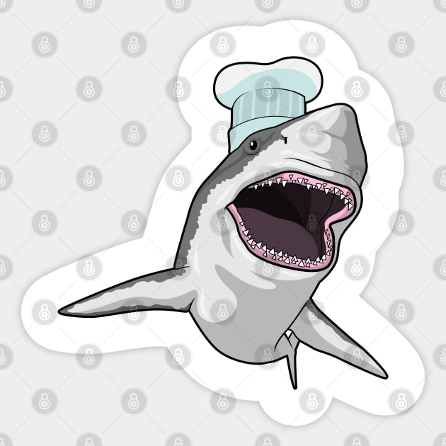 Shark as Cook with Chef hat Sticker by Markus Schnabel